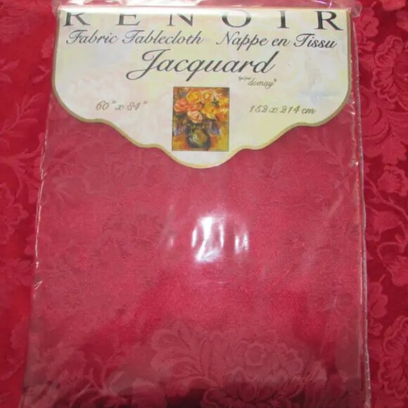 Red Jacquard Rectangular Tablecloth - 60" x 84" - NEW - Picture 5 of 5